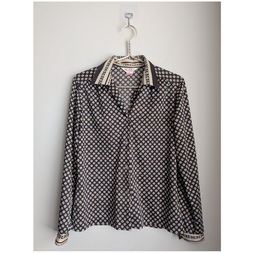 Vintage 70's floral print poly button up